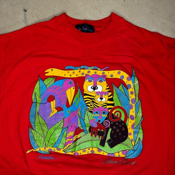 Vintage 90s Laurel Burch ‘Animalia’ Graphic Shirt - Single Stitch - Picture 3 of 5